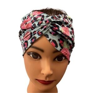 Light blue animal print headband ear warmers holiday stocking suffer